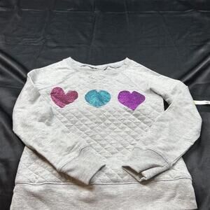 Miss Chie Vous GIRLS Light  Long Sleeve Sweatshirt with Sparkly Hearts Size S